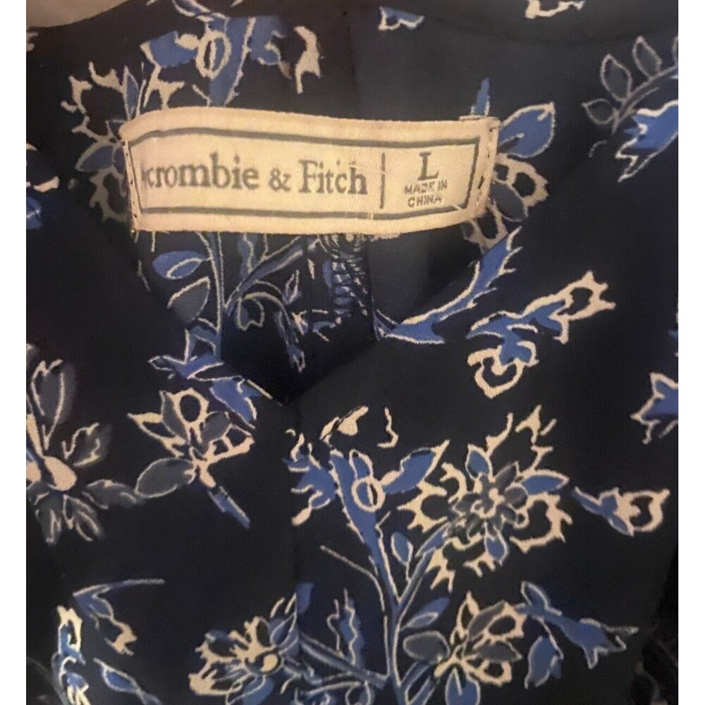 Abercrombie & Fitch Dress Womens sz L Blue Floral Chiffon - Picture 3 of 9